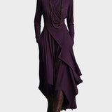 Teresa - Maxikleid aus asymmetrischem Strick mit Kragen