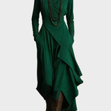 Teresa - Maxikleid aus asymmetrischem Strick mit Kragen